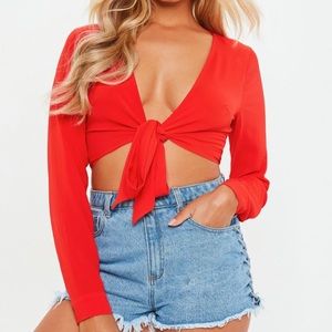 Missguided Tie Front Crop Top